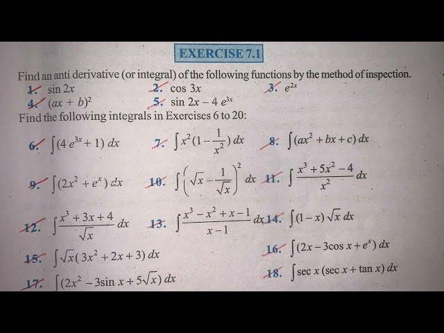 EX 7.1 Q1 TO Q22  SOLUTIONS OF INTEGRALS NCERT CHAPTER 7 CLASS 12th