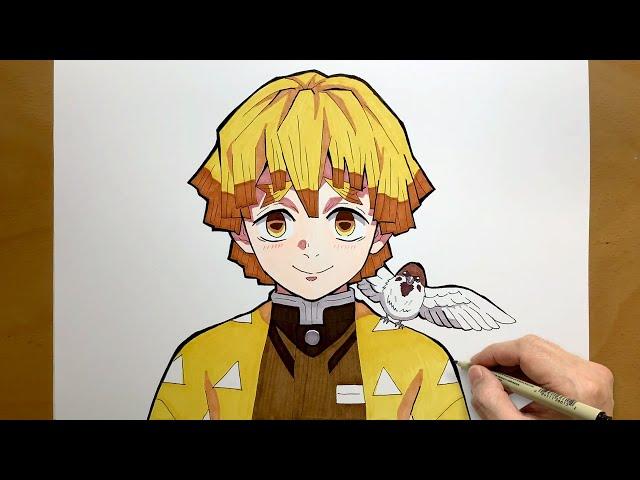 How to draw Zenitsu Agatsuma from Demon Slayer | Kimetsu no Yaiba | step by step | Zenitsu