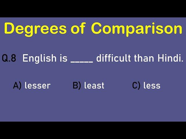 Degrees of Comparison in English Grammar | Adjective | English Grammar Quiz |