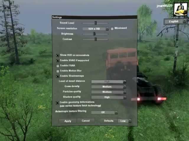 SpinTires lowest settings and resolution