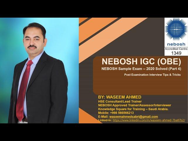 NEBOSH IGC Sample Exam Solved   Part 4 & How to use References in Exam.