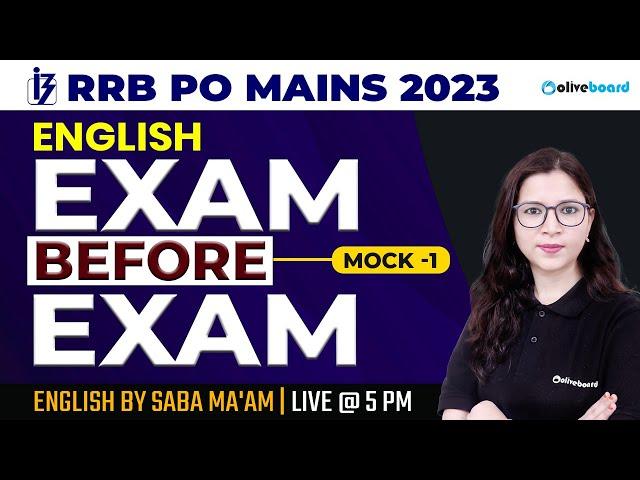 RRB PO Mains 2023 | English Mock -1 | Most Important Questions For 2023 | By Saba Ma'am