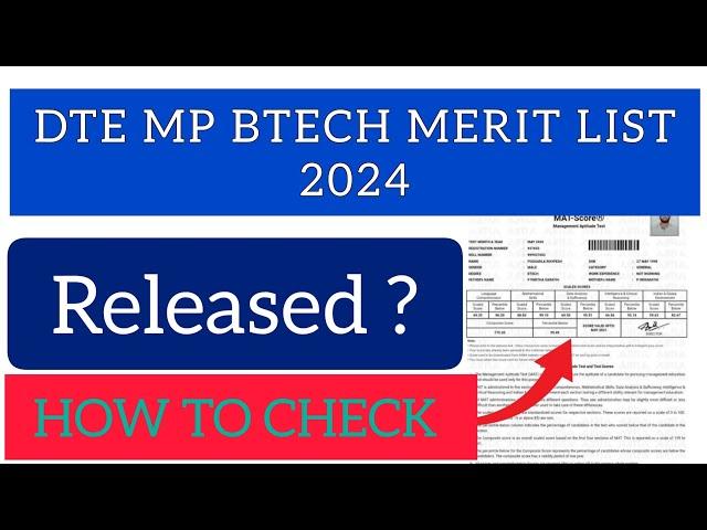 DTE MP B.Tech Merit list 2024 | How To Check DTE MP B.Tech Merit list 2024