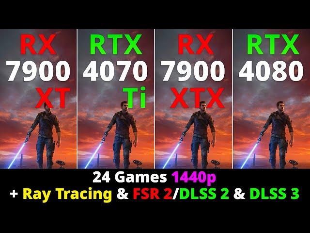 RX 7900 XT vs RTX 4070 Ti vs RX 7900 XTX vs RTX 4080 - 24 Games 1440p + Ray Tracing + FSR & DLSS