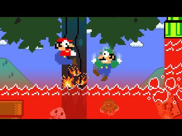 Mario and Luigi vs The FLOOR is LAVA in Super Mario Bros.!