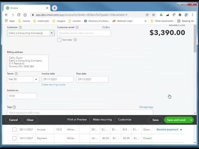 QuickBooks Online - Accounts Receivable