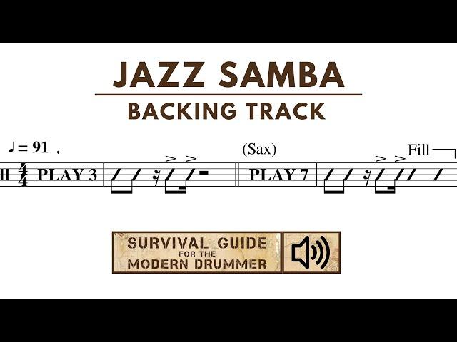 Jazz Samba Backing Track for Drummers [Drumless + Guide Chart]