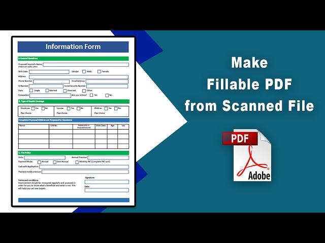 How to make a fillable pdf from a scanned image using Adobe Acrobat Pro DC