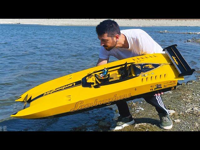 How To Make Lamborghini Aventador Catamaran RC Power Speed Boat - Brushless Motor RC Boat