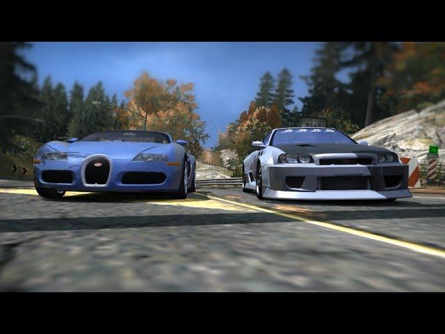Bugatti Veyron vs Nissan Skyline GTR R34 Junkman Power in NFS MW