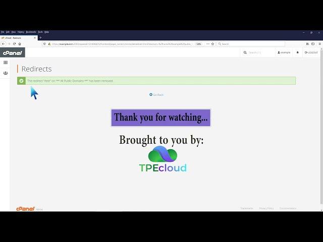 TPEcloud Tutorial: How to Remove Domain Redirect in cPanel
