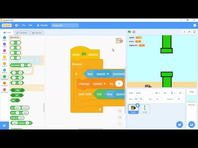 How to code a flappy bird game in scratch (remake)