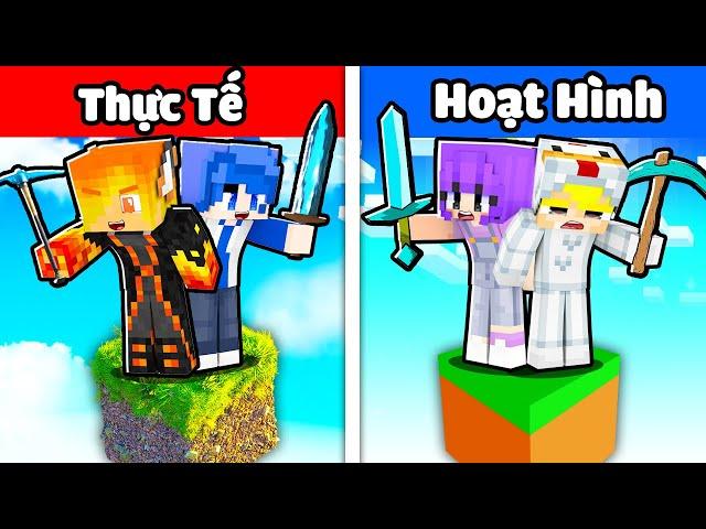 1 Block Siêu Thực Tế VS Hoạt Hình Trong Minecraft