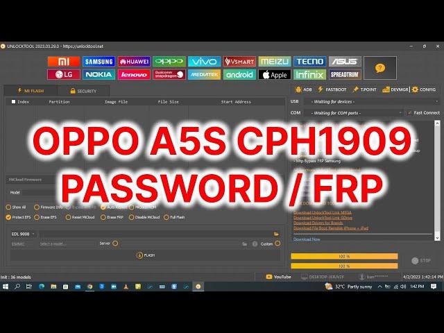 OPPO A5S CPH1909 PASSWORD PLUS FRP UNLOCKED WITH UNLOCKTOOL