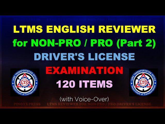 2022 LTO Exam Reviewer (Part-2) LTMS English | Non-Pro/Pro Driver's License (with Voice) Application