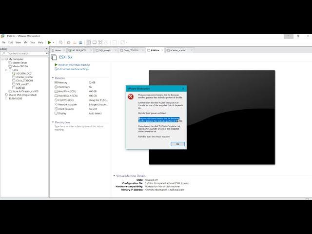 How to fix Module Disk Power on Failed in VMWare workstation.