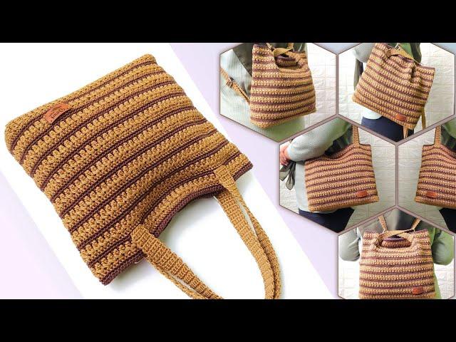 MULTI FUNCTION CROCHET BAG TUTORIAL EASY FOR BEGINNERS - BACK BACK / TOTE BAG