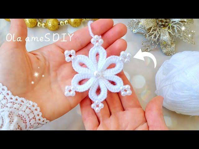 It's so Cute ⭐ Superb Snowflake Making Idea with Yarn -You will Love It - DIY Easy Christmas Crafts