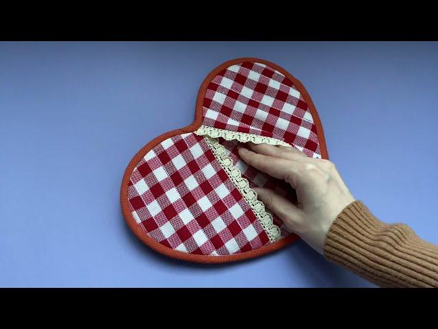 Кухонная прихватка в форме сердца | Полное видео | Heart-shaped potholder | Full master classes