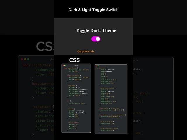 toggle switch dark theme light theme in HTML CSS and JavaScript  #htmlcss #webdevelopment #webdesign