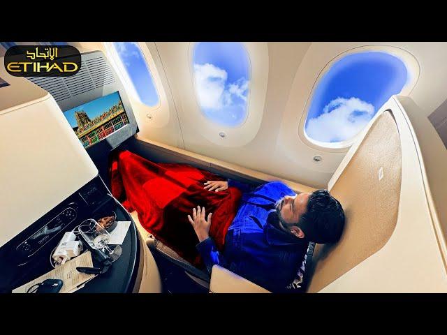 Unboxing ETIHAD AIRWAYS Boeing 787  BUSINESS CLASS with UNLIMITED FOOD |