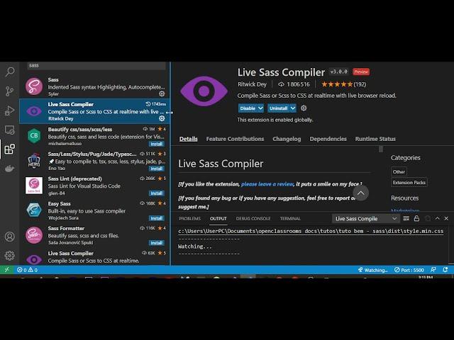 Installez Live Sass Compiler dans Visual Studio Code  FR