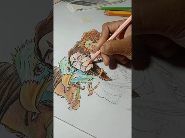 Panchmukhi hanuman drawing [part 1]#viral #youtubeshorts #shortvideo #shubhradeeparts #shorts