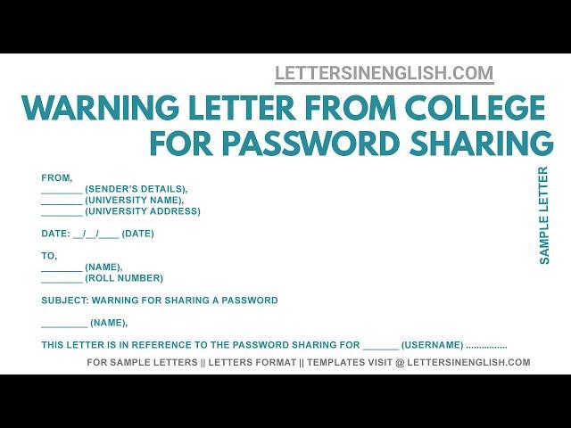 Warning Letter for Password Sharing - Sample Warning Letter from University