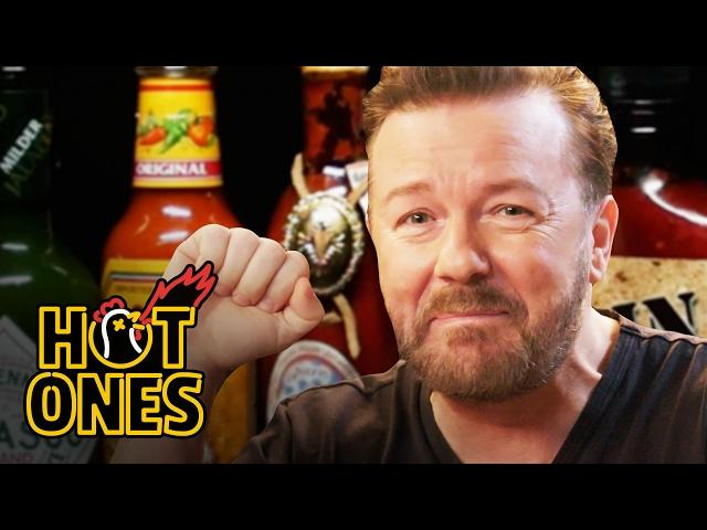 Ricky Gervais Pits His Mild British Palate Against Spicy Wings | Hot Ones