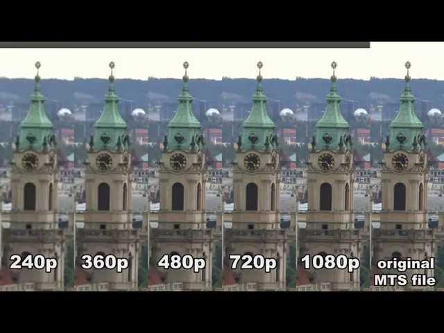 Comparison of quality settings on Youtube  - 240p, 360p, 480p, 720p, 1080p + original MTS file