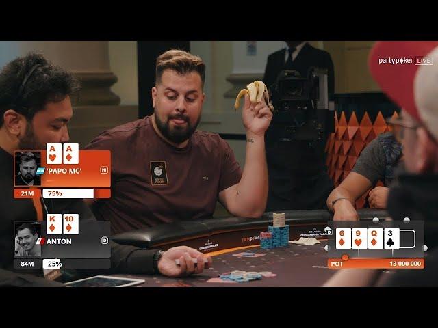 Papo MC eats a banana and goes ALL IN! | Rio Open | MILLIONS South America 2019