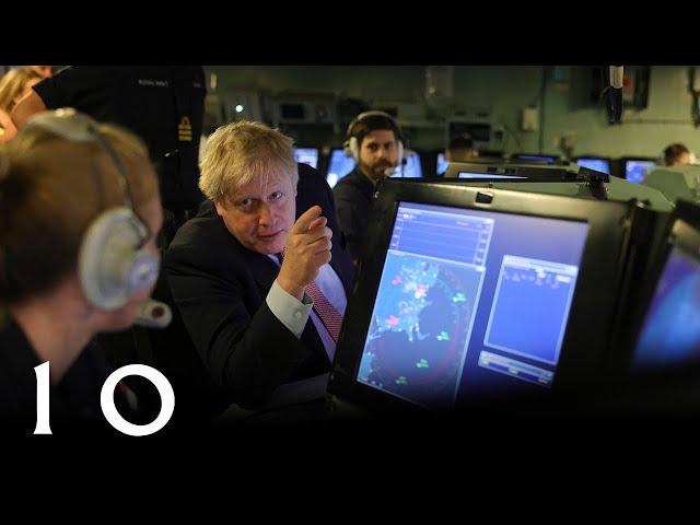 Prime Minister Boris Johnson onboard HMS Dauntless