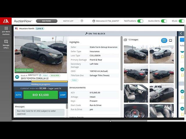 IAAI Auto Auction Live Bidding  and Prices 05/03/24