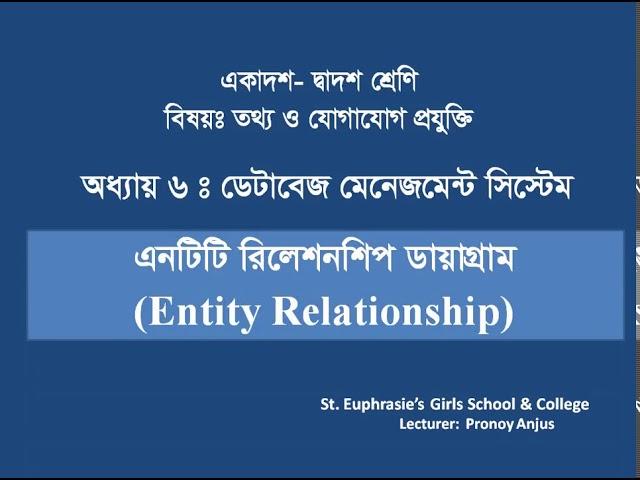 HSC ICT chapter 6, Database Relation, topic, Entity Relationship