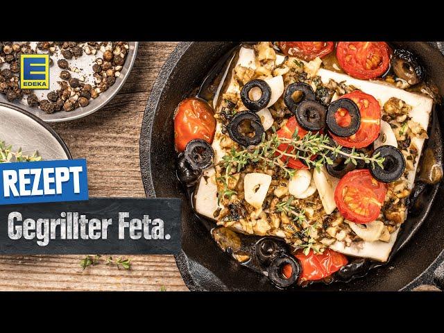 Feta grillen | Gegrillter Schafskäse mit mediterraner Marinade