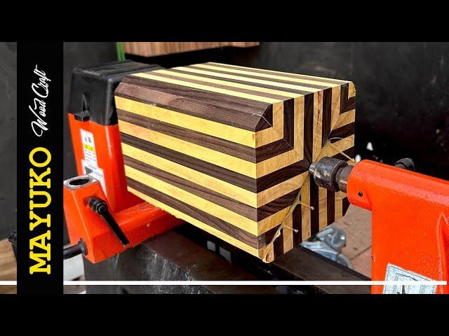 TURNING STRIPED JAR FROM JACKFRUIT WOOD AND ROSEWOOD