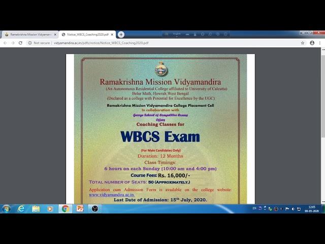 What are the benefits of WBCS and CGL Coaching at Ramakrishna Mission Vidyamandira College?