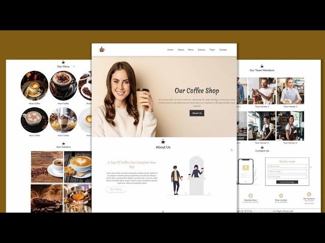 How To Create A Coffee Shop WebSite Design Using HTML and CSS, Step By Step.