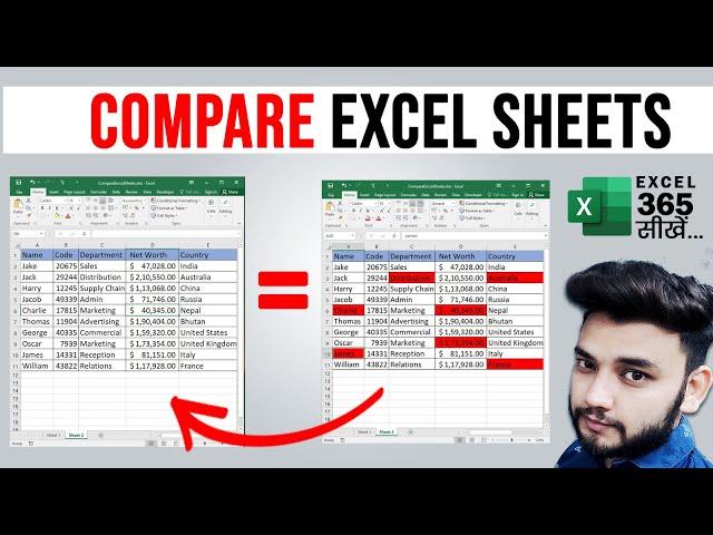 How To Compare Two Excel Sheets in Hindi | Compare Excel Sheets For Differences | Excel in Hindi