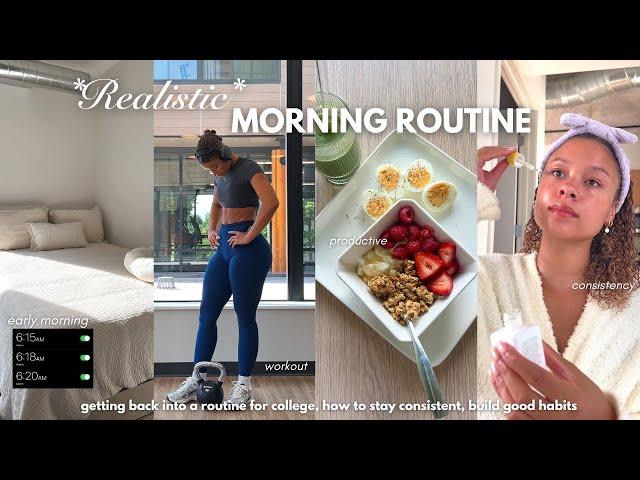 College Morning Routine | staying consistent, building habits, productive, upper body workout etc.