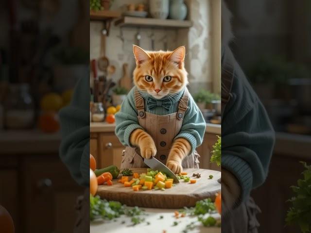 Cooking with Tabby Orang Cat: A Delicious Harvest Feast #shortvideo #funny #sorts #story #subscribe