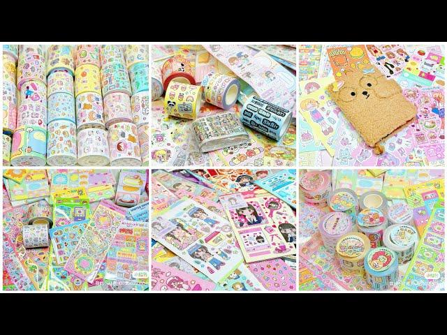 Unbox mini kawaii sticker haulASMR unboxing stickers journal compilation