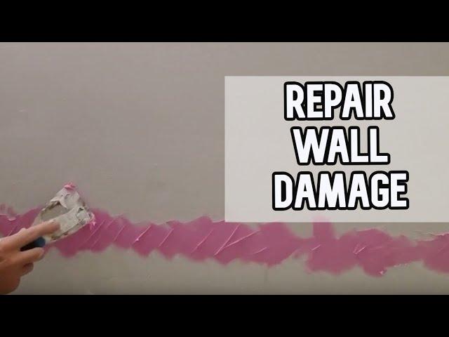 Repair damaged wall with spackling DIY video #diy #video #spackling #wall #damage