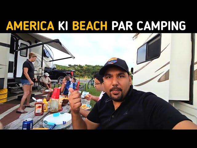 America ki Beach par Camping