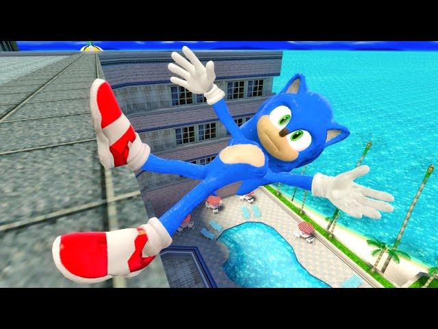 Sonic Ragdoll Jumps & Falls (GMOD) Episode 578