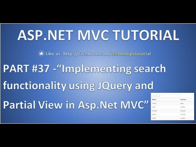 Part 37- Search record in Asp.net mvc using Jquery and Partial View