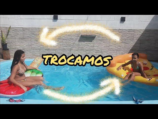 desafio piscina , trocar de boia sem cair na água .