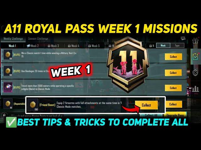 A11 WEEK 1 MISSION  PUBG WEEK 1 MISSION EXPLAINED  A11 ROYAL PASS WEEK 1 MISSIONC8S22 RP MISSIONS