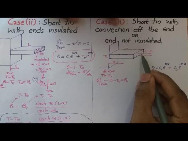 Fins Case 2&3 - short fin with ends insulated & not insulated(tip-convection)|HMT|KTU S6 MECHANICAL|