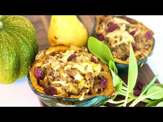 Sausage and Pear Stuffed Acorn Squash